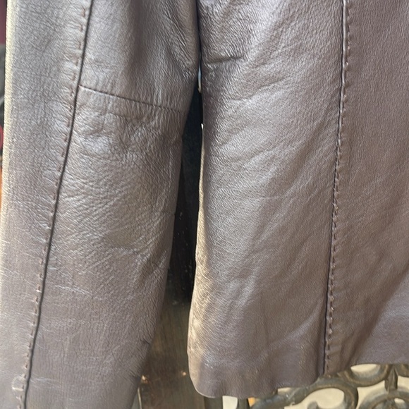 Studio M Brown Leather Vintage Jacket size M - Picture 8 of 10